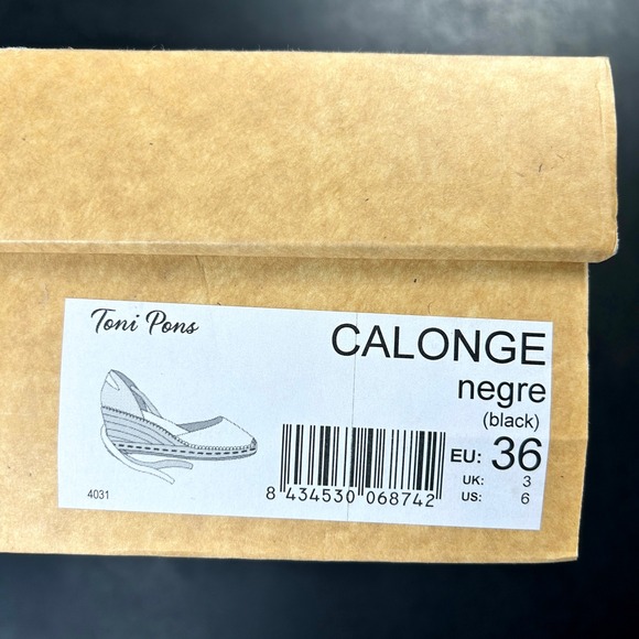 Vegan Wedge Espadrilles Toni Pons Calonge 36 Size 6 Black Hand Stitched NEW - Picture 7 of 7